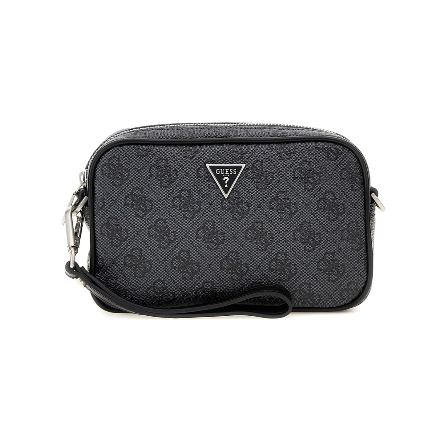 GUESS Men Grey Printed PU Crossbody Bag