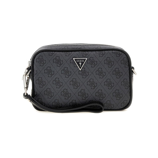 GUESS Men Grey Printed PU Crossbody Bag