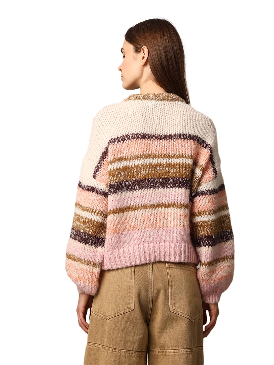 ONLY Women's Regular Fit Multicolor Sweater