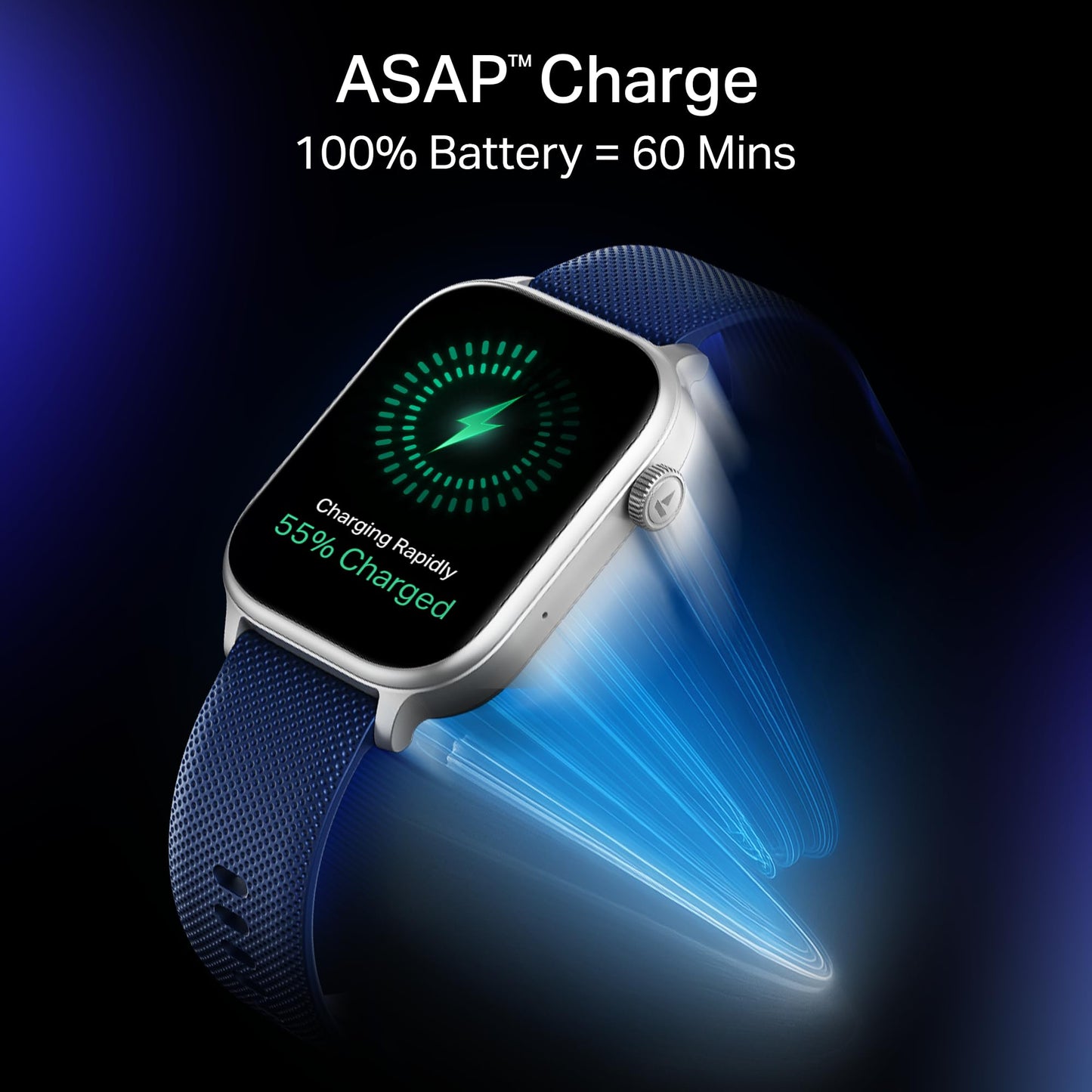 Boat Storm Infinity Plus w/20 Days Extensive Battery Life, Huge 680 mAh, Only Charge Once a Month, 1.96" Display, Functional Crown, Multiple Sports Modes, smart Watch for man & Woman (Deep Blue)