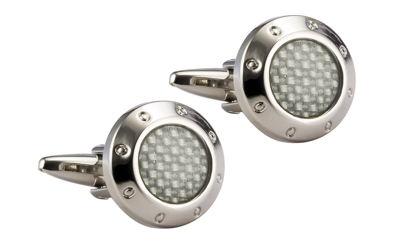 Knighthood Grey Carbon Fibre Screw Down Cufflinks for men