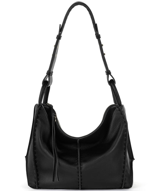 The Sak Los Feliz Hobo in Leather, Lined, Roomy Shoulder Purse, Black, Black, Medium, Black, M, Los Feliz Hobo