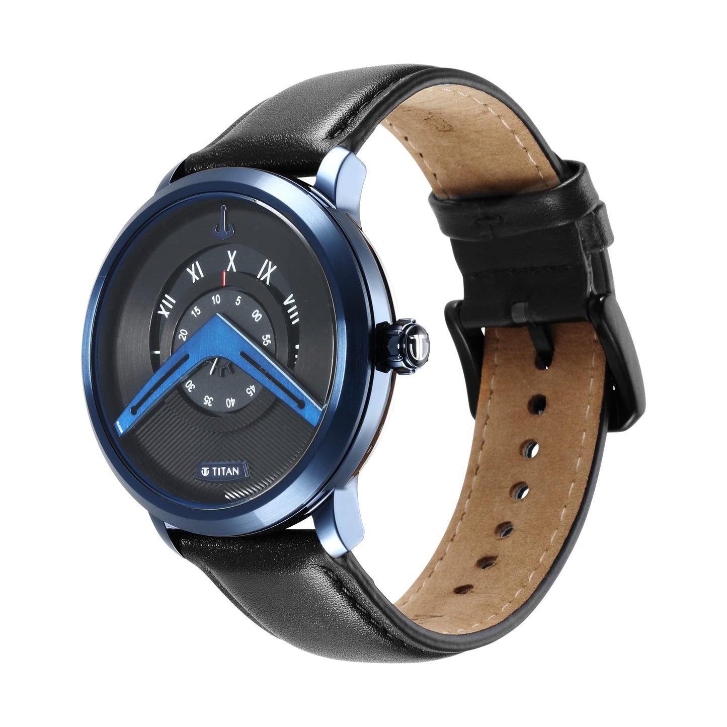 Titan Maritime Quartz Analog Black Dial Black Leather Strap Watch for Men - NT1828QL04