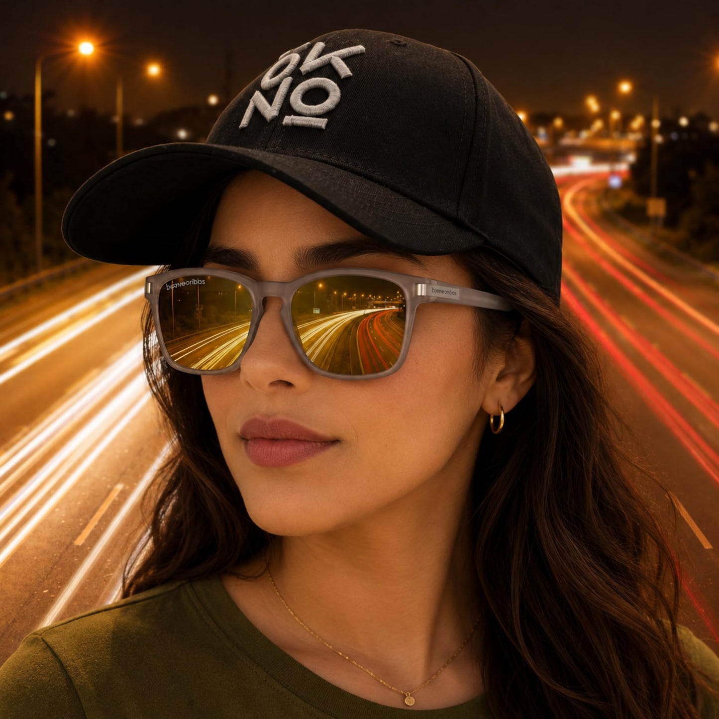 OKNO Eyewearlabs Sunglasses For Men & Women | Polarized Night Driving Yellow Full Rim Square Branded Stylish Spectacles | 100% UV Protection Shades | Cricket Sports Cycling Driving | Medium | Cypher