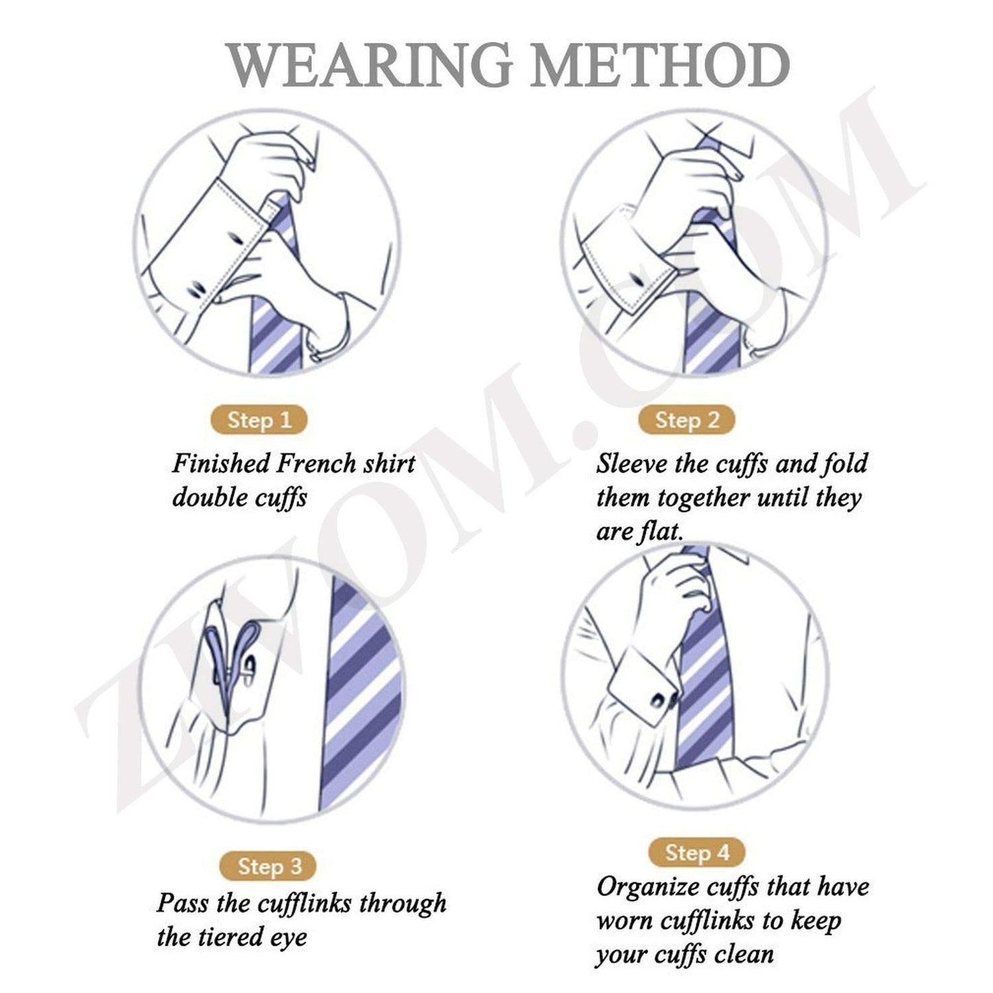 Zivom® Indigo Blue Silver Office Formal Shirt Blazer Cufflinks Pair Men Gift Box