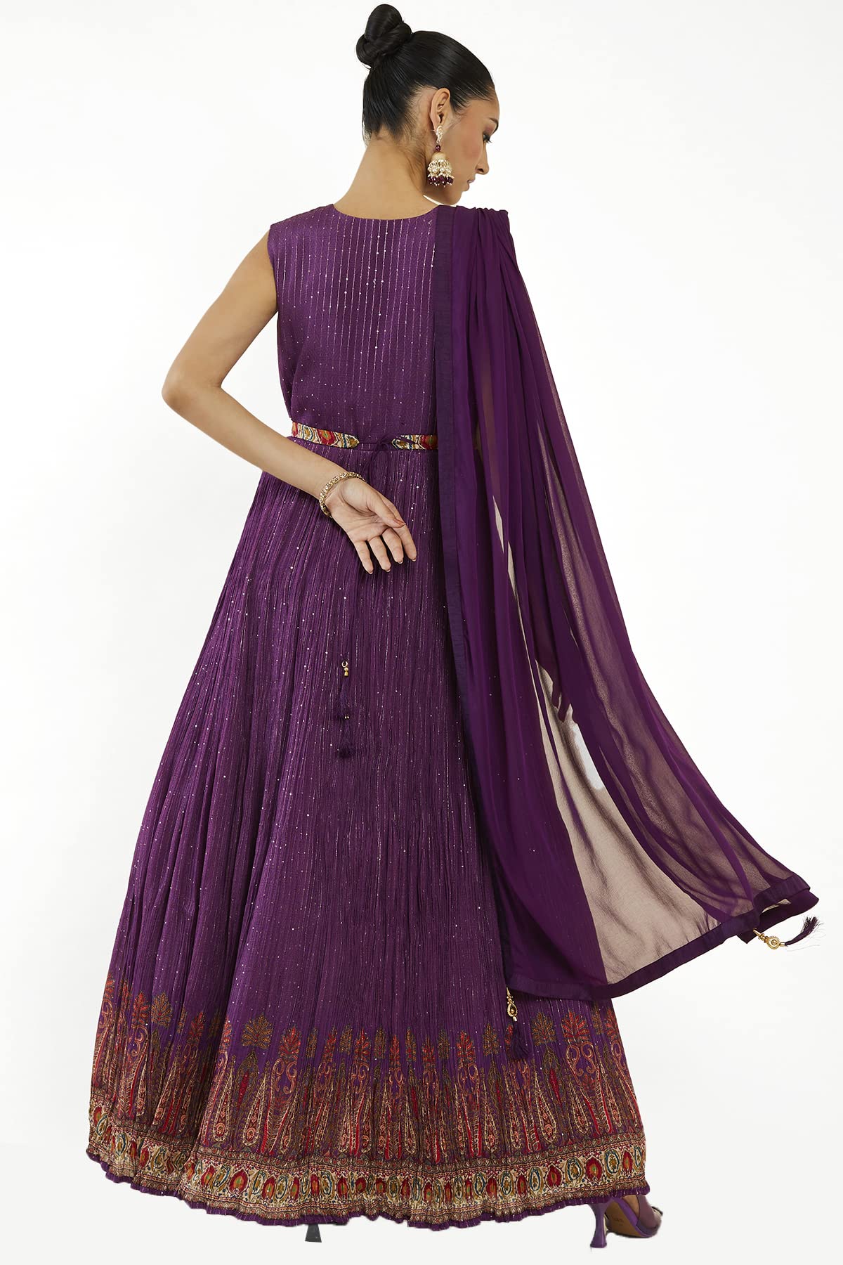 Soch Women Purple Georgette Embroidered Gown (Purple_XL)