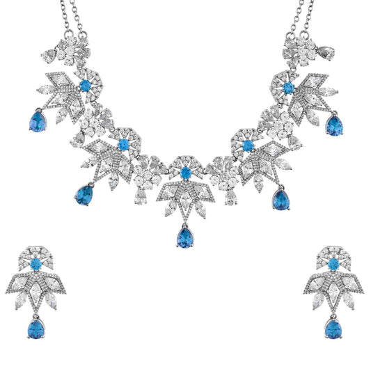 VOYLLA Before Sunrise Statement Necklace Set|Necklace Set For Women|American Diamond|Party|Wedding|Festive|Gift For Women| (Indra)