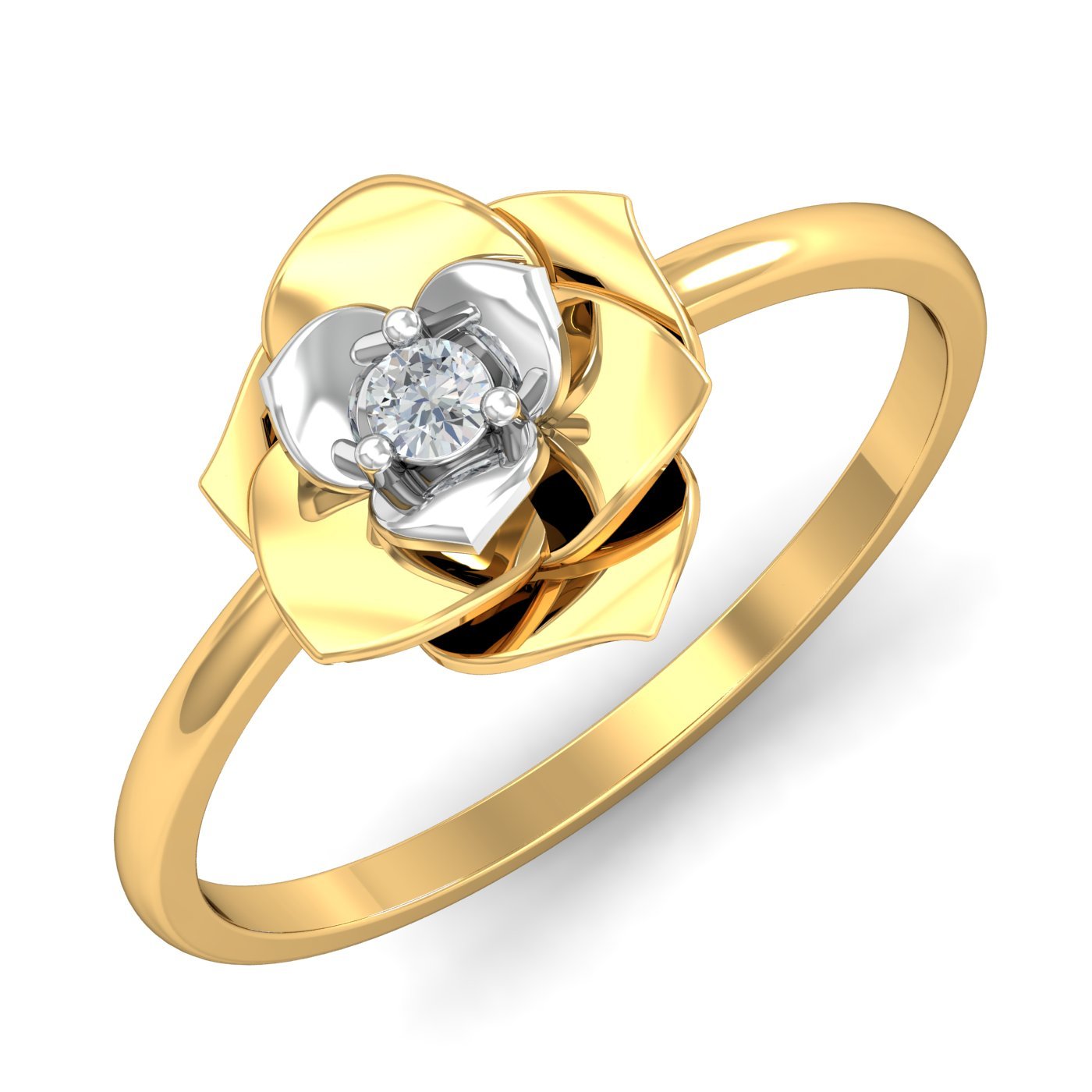 KuberBox 18KT Yellow Gold Blooming Beauty Ring for Women