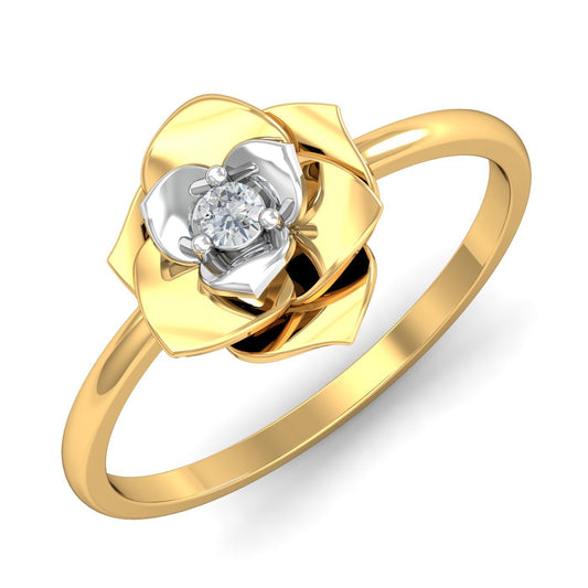 KuberBox 18KT Yellow Gold Blooming Beauty Ring for Women