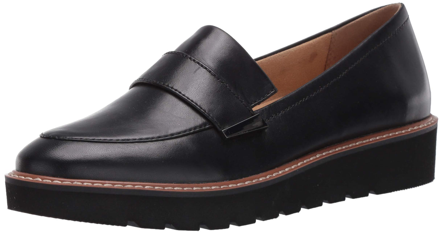 Naturalizer Women's Adiline Slip On/Loafer/Moc, Black Leather 7 M US