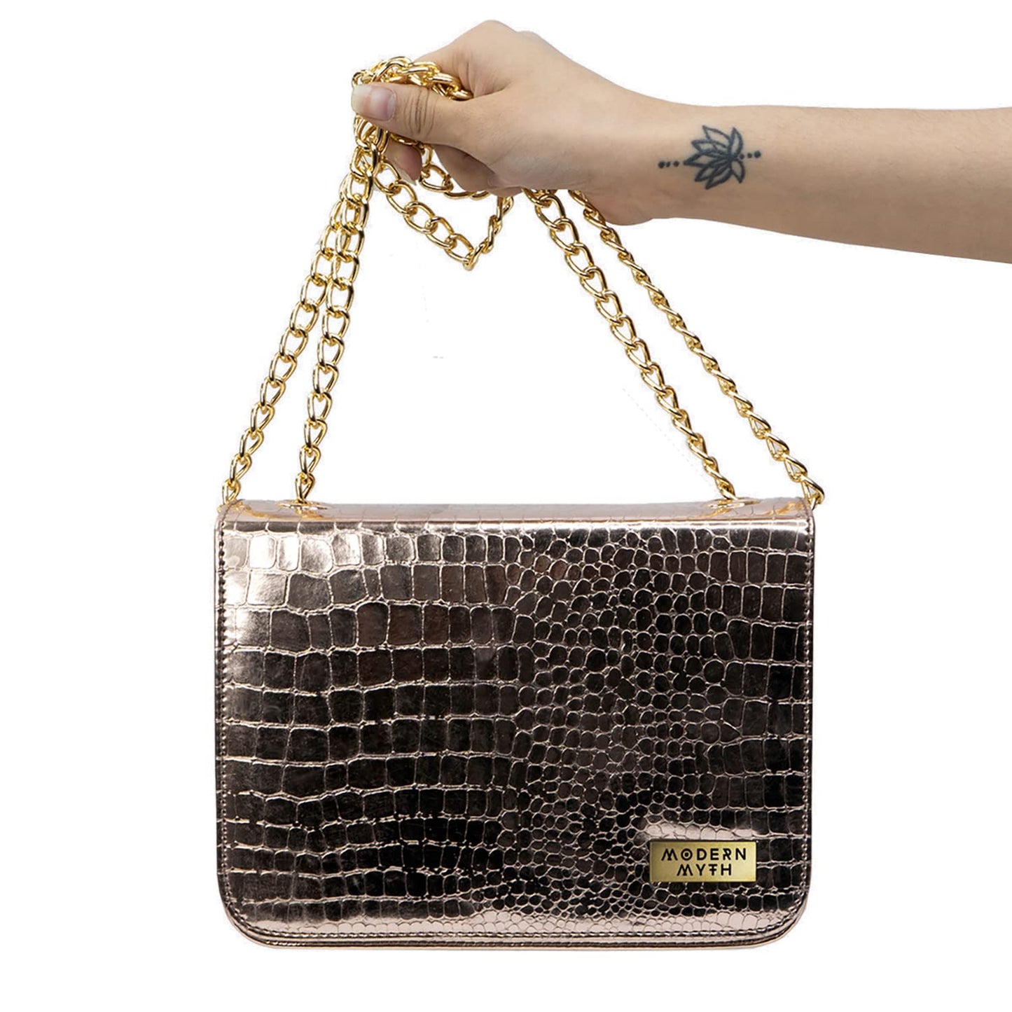 Modern Myth Golden Era Crocodile Pebble Embossed Handbag for Girls & Women