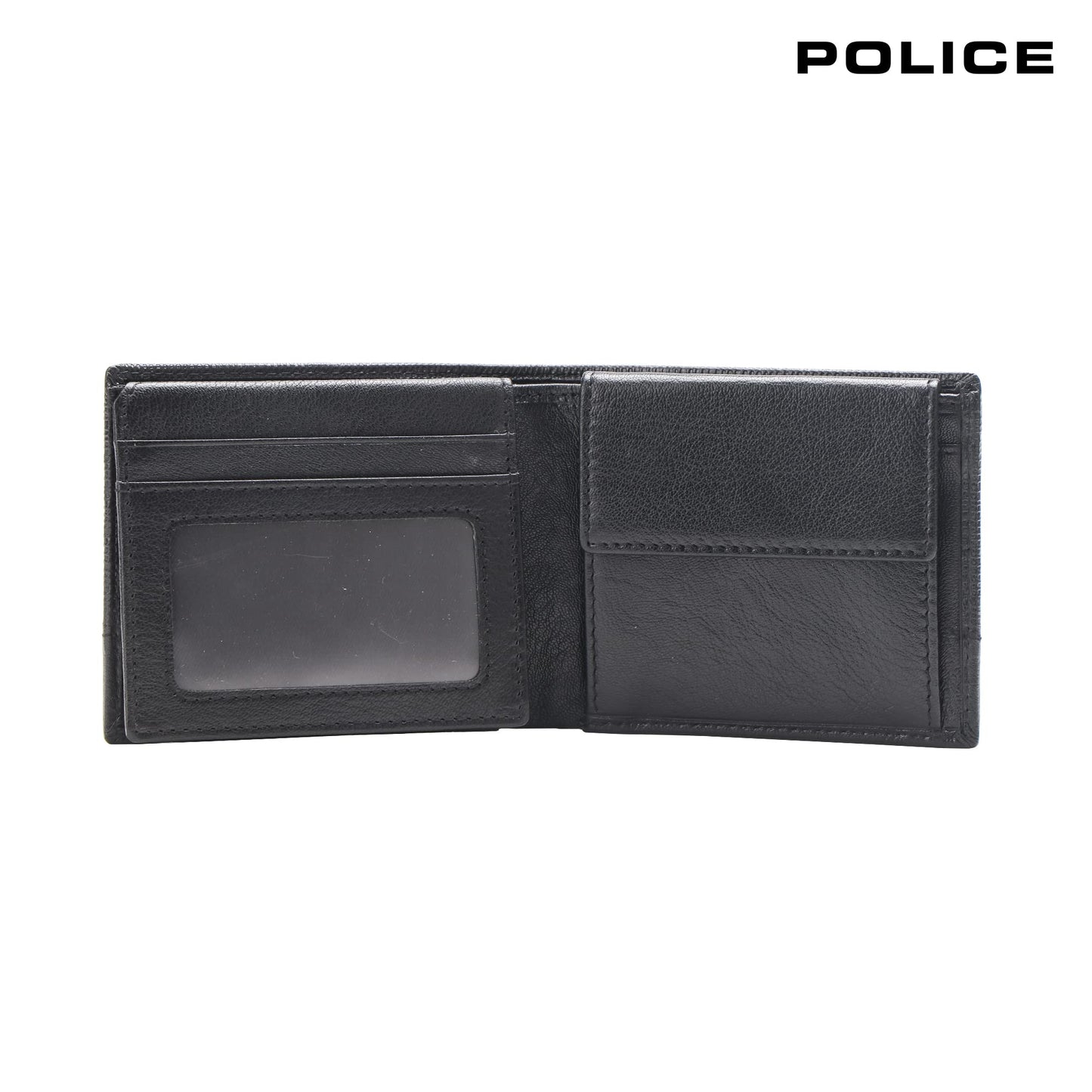 Police Xander Over Flap Coin Wallet Mens Wallet Genuine Leather Wallet for Men Bifold Purse with Card Holder 4 Credit Card Slots 1 Coin Pocket - Black Stripes