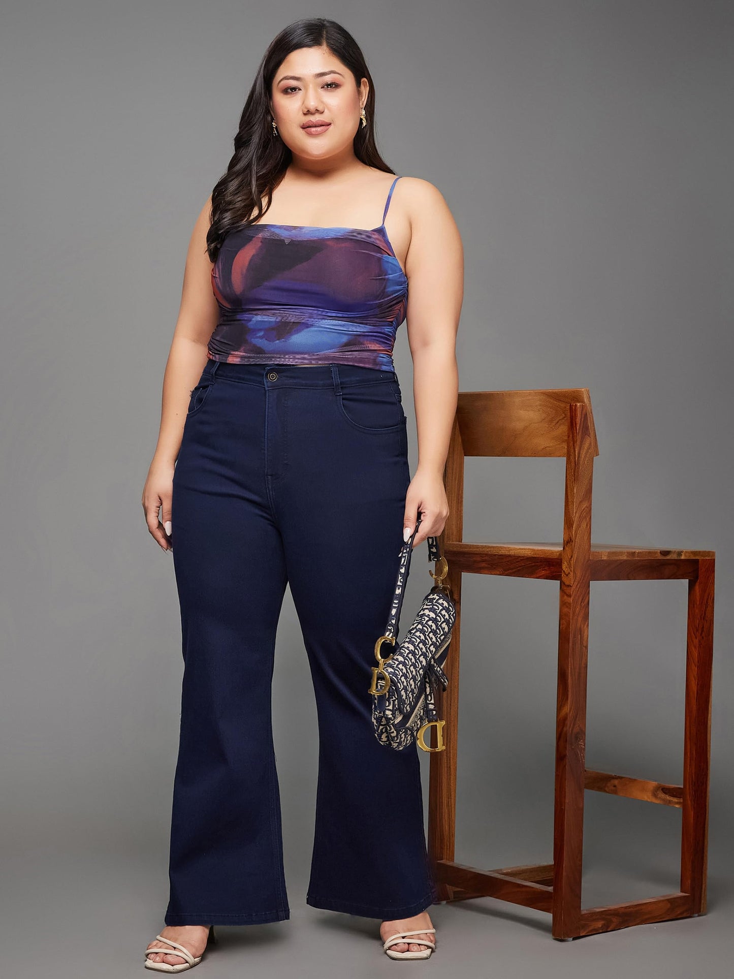 Miss Chase A+ Women's Bootcut High Rise Regular Length Stretchable Denim Jeans (APAW24DEN79-36-71-44, Navy Blue, 44)