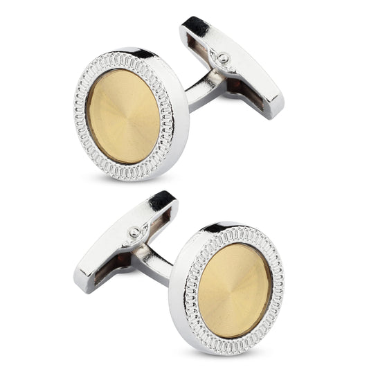 Panjatan Charming Silver and Golden Solid Coloured Cufflinks for Men.