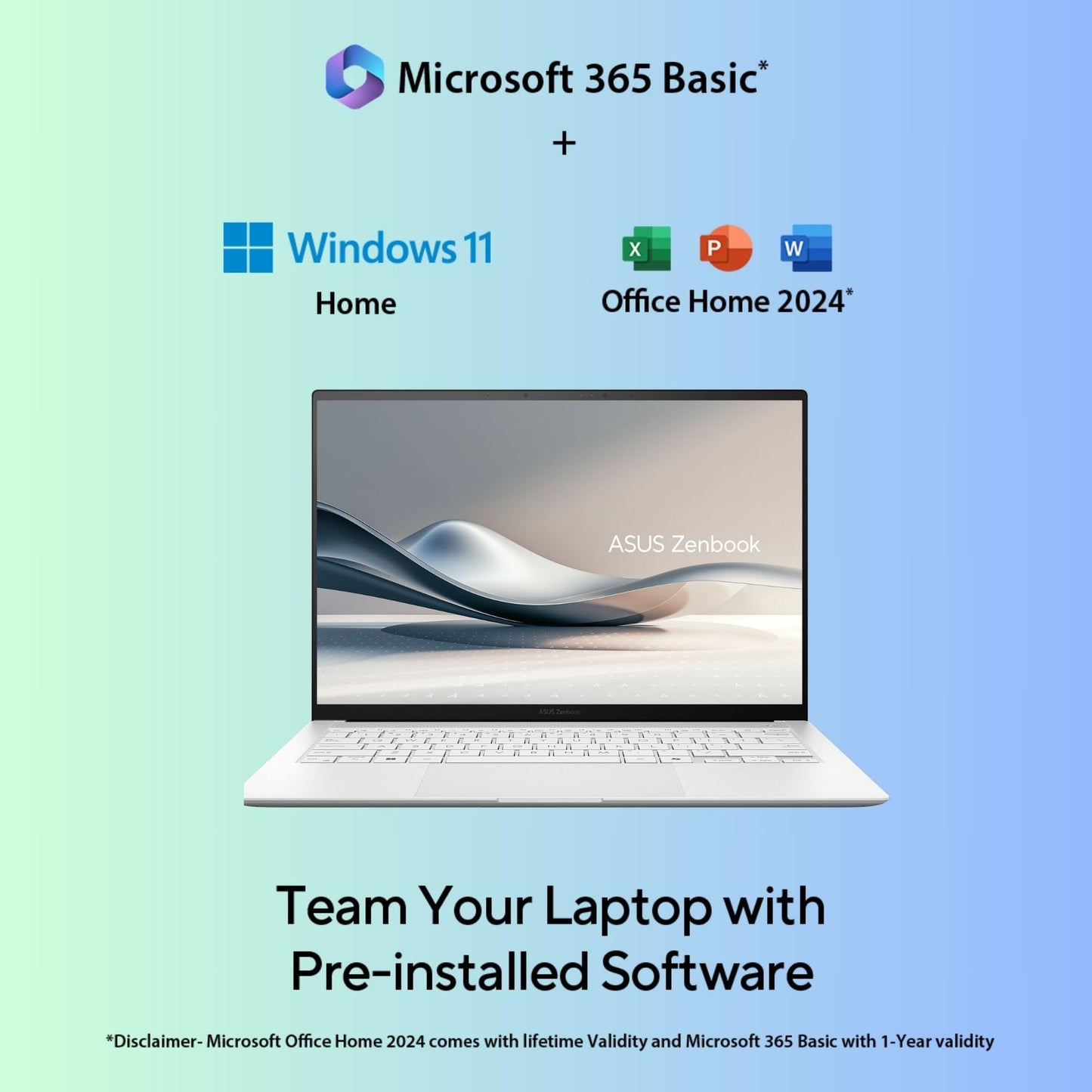 ASUS Zenbook S 14,Intel Core Ultra 7(Series 2),Copilot+ AI PC(Intel Arc iGPU/47TOPS/32GB/1TB/3K OLED Touchscreen/14/Windows 11/M365 Basic (1Year)*/Office Home 2024/White/1.20 kg) UX5406SA-PZ7762WS