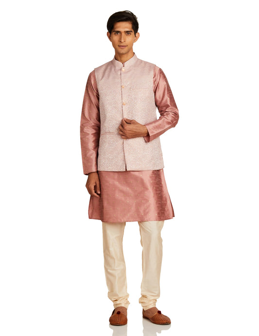 Amazon Brand - Symbol Men's Kurta Bundi Churidar Set_SY-A23-MNA-BFKC-116_Pink_4XL