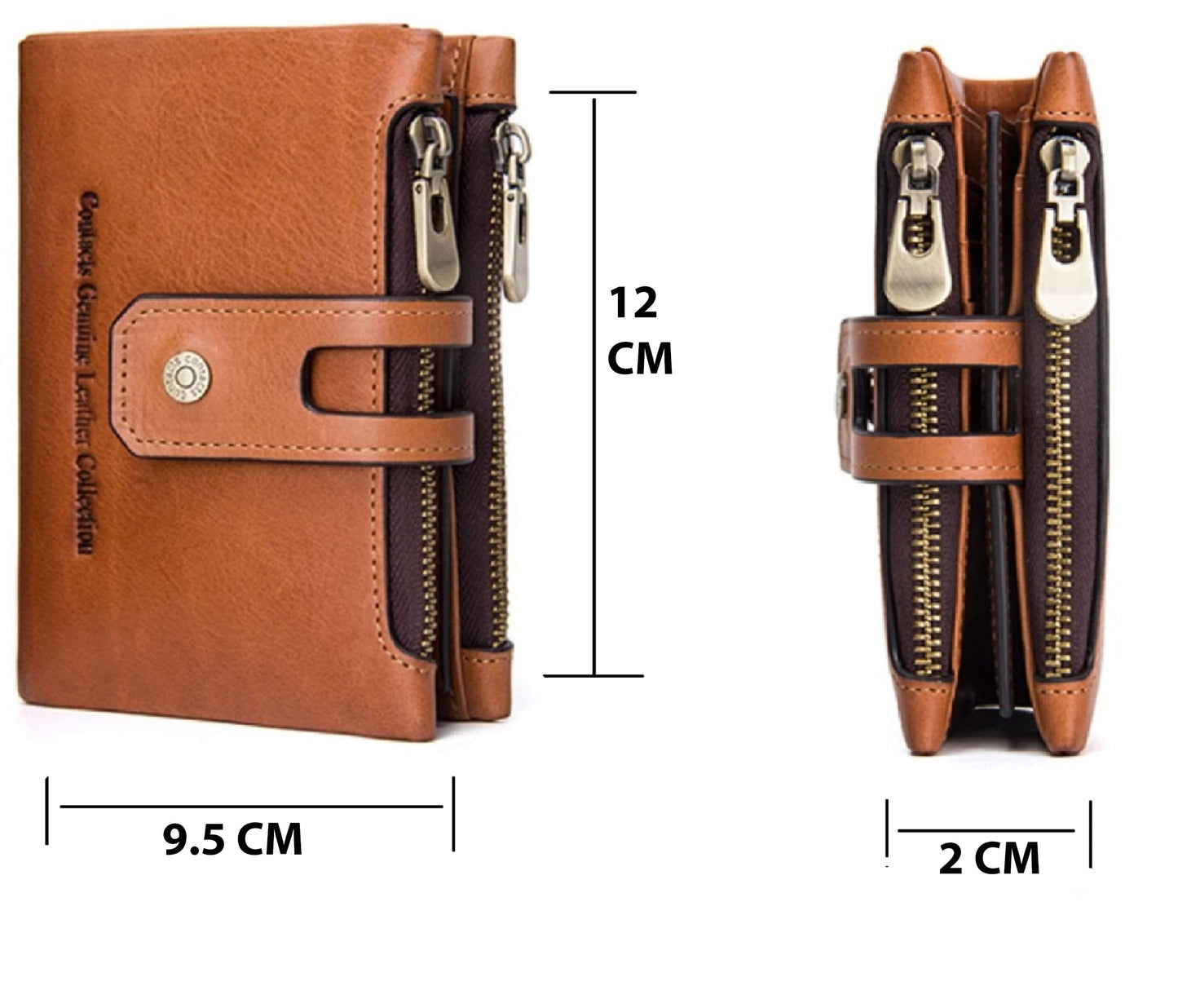 Contacts Genuine Leather Wallet for Men | Men's RFID Blocking Wallet (Beige)…