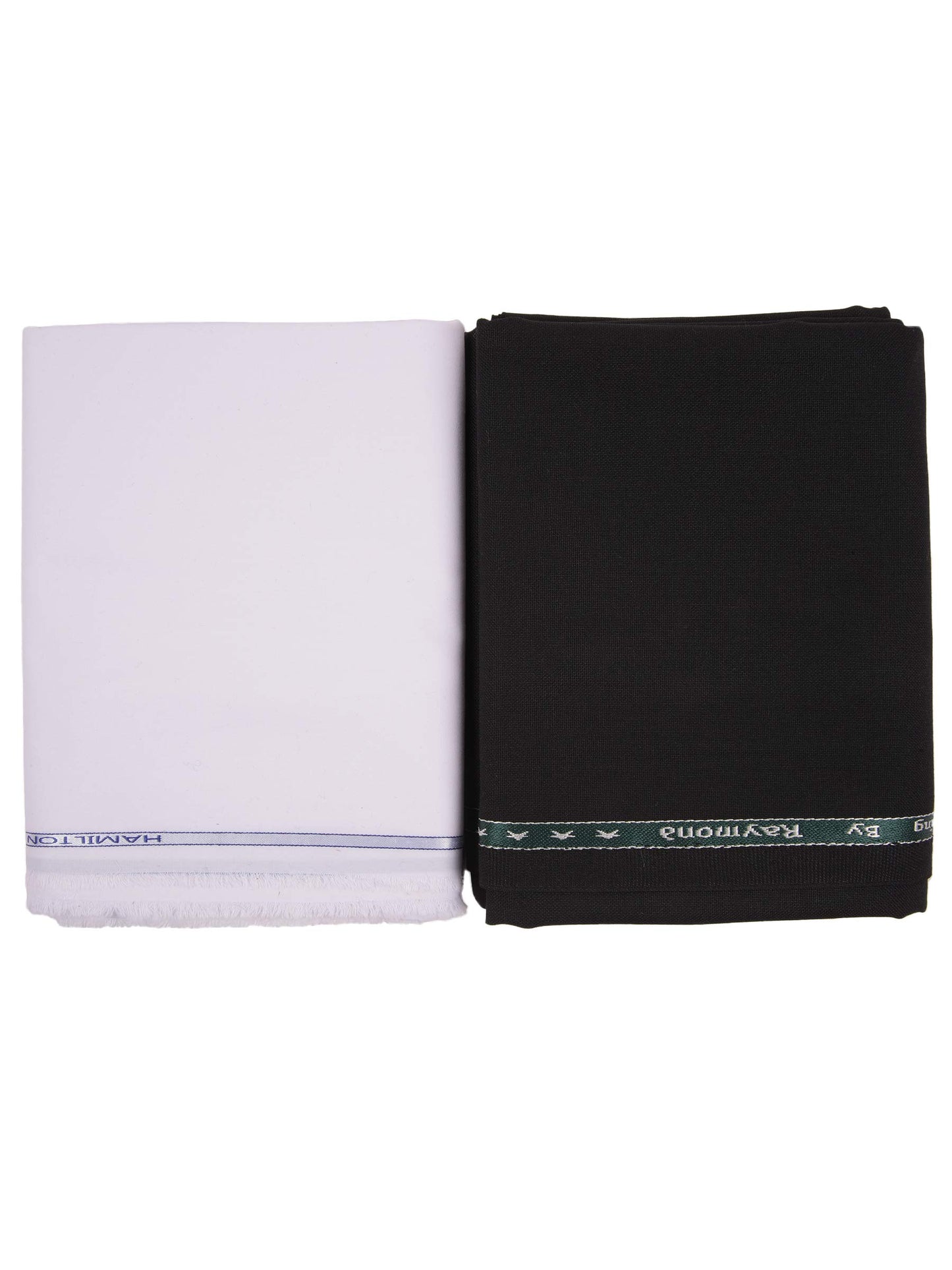 Raymond Trouser Black and CottonHub Shirt White Fabric set