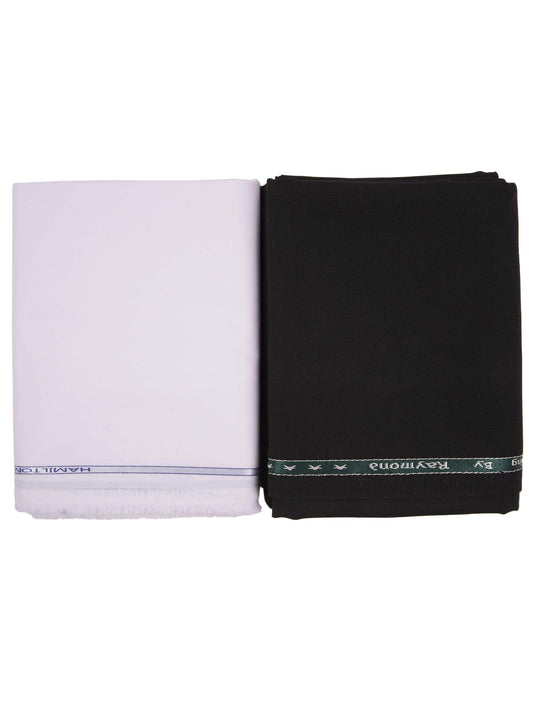 Raymond Trouser Black and CottonHub Shirt White Fabric set