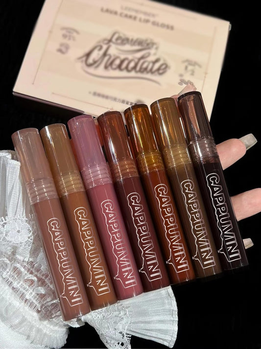 Cappuvini Chocolate Lip Gloss | Nude Dream Lipstick Collection | Lip Moisturizer and Color in One Product Nude Dream Shades from Light Pink to Dark Brown | Perfect for Korean Style Makeup Looks | Lightweight Texture Liquid Lipstick | Long-Lasting Lip Glaz