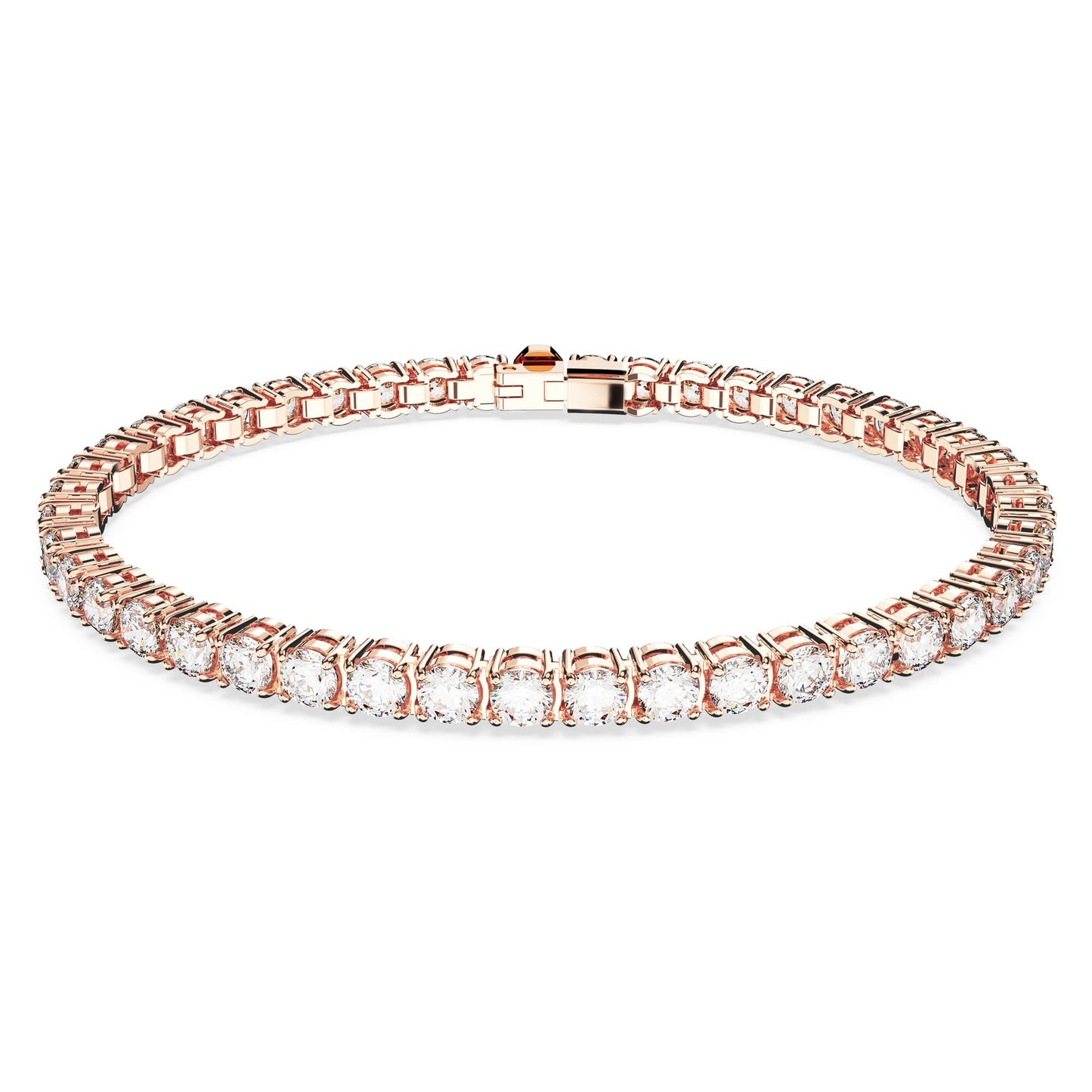 Swarovski Matrix Tennis bracelet, Round cut, White, Rose gold-tone plated