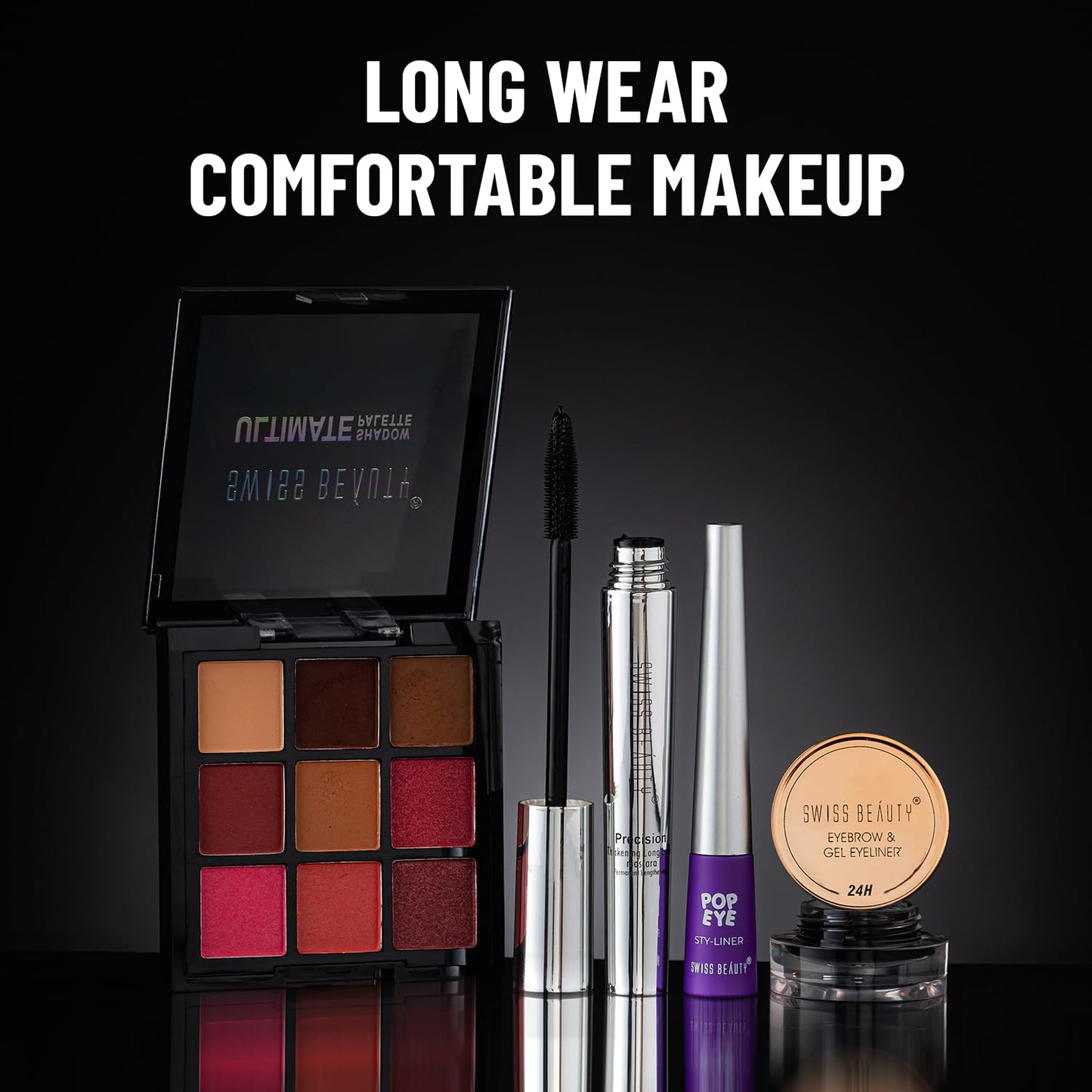 SWISS BEAUTY Pencil Pop Eye Sheer Finish Style-Liner Pack of 3 (Multicolor)