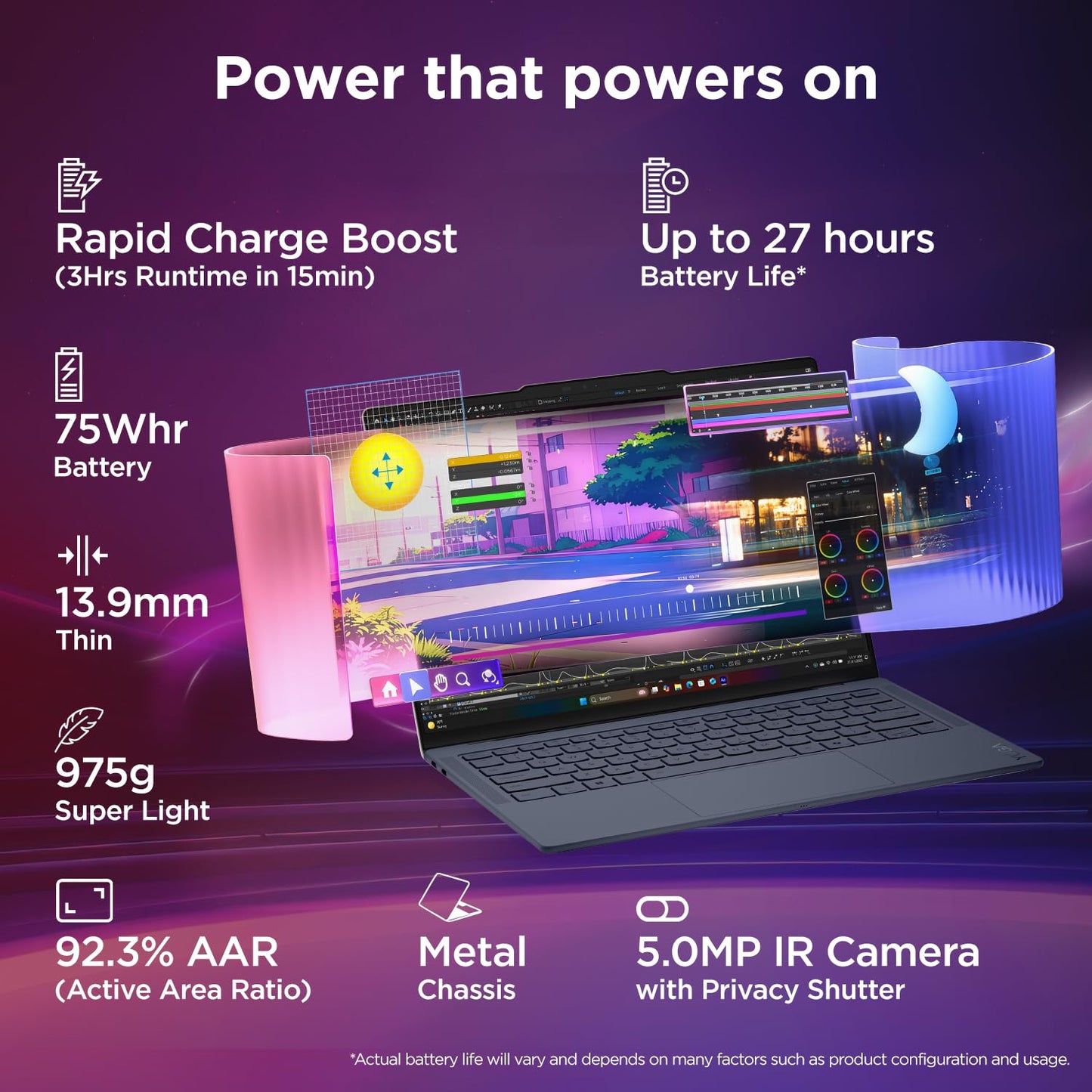 Lenovo Yoga Slim 7 FIFA World Cup 26 Edition Intel Evo Core Ultra 7 355 (32GB RAM/1TB SSD/14 (35.5cm)/2.8K WQXGA+ POLED/Copilot+ PC/Windows 11/MSO 365 Basic+Office24/Cosmic Blue/975g), 83QK007HIN