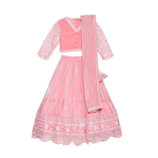 BIBA GIRL SOLID; EMBROIDRED SHORT_KURTA KID(KW5369_PINK_13)