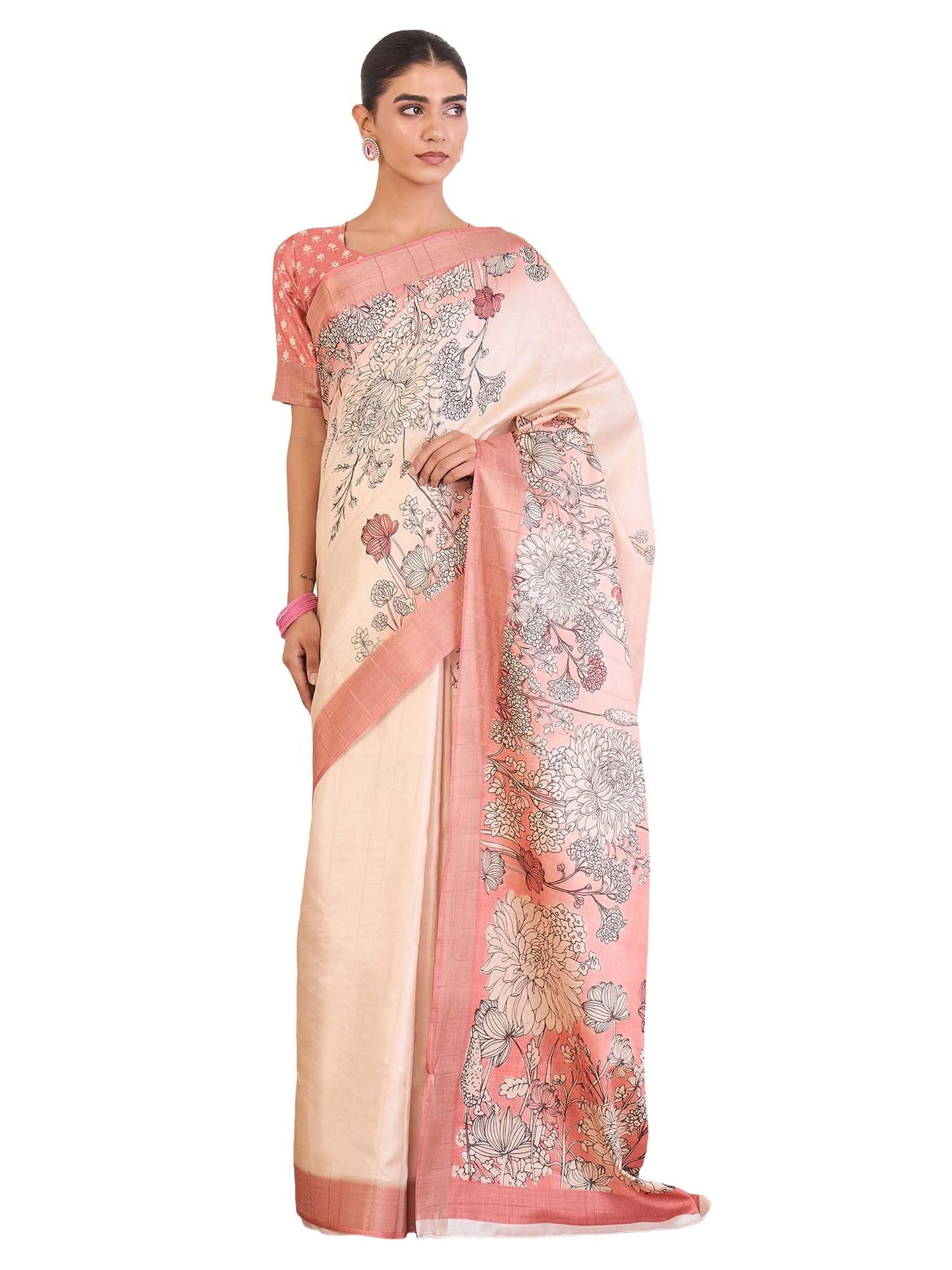 AKHILAM Women's Satin Silk Ethnic Motif Printed Saree With Unstitched Blouse Piece (ZARIKA201_HS_Parent)