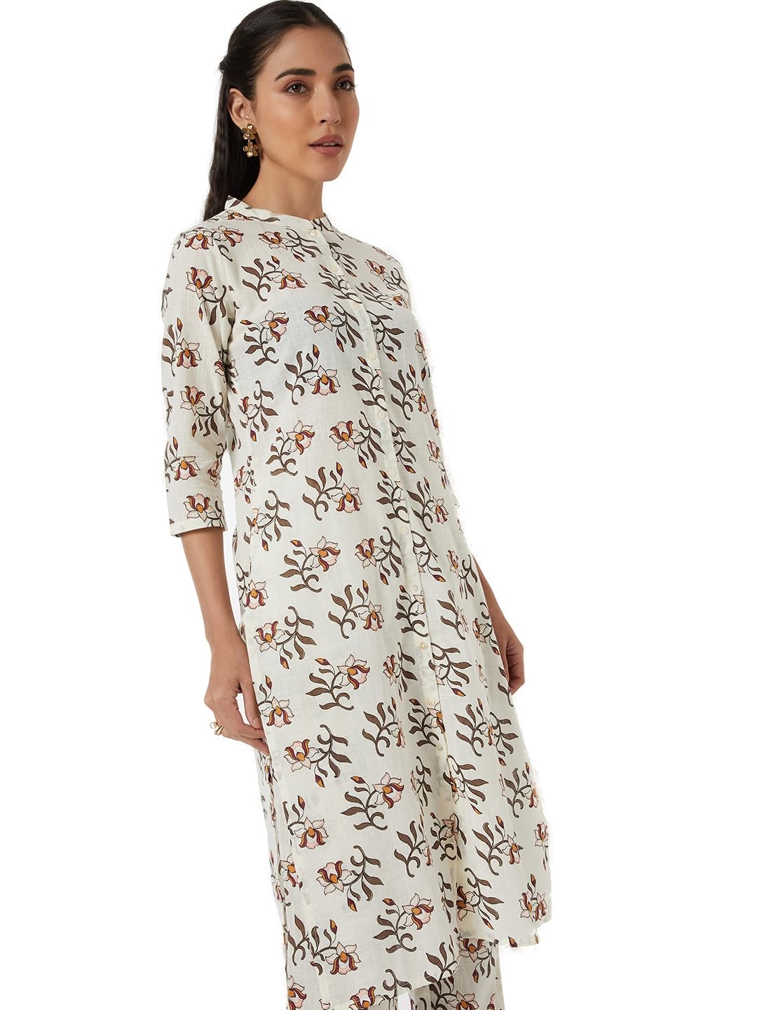Max Women Printed Straight Kurta (Off White_S)