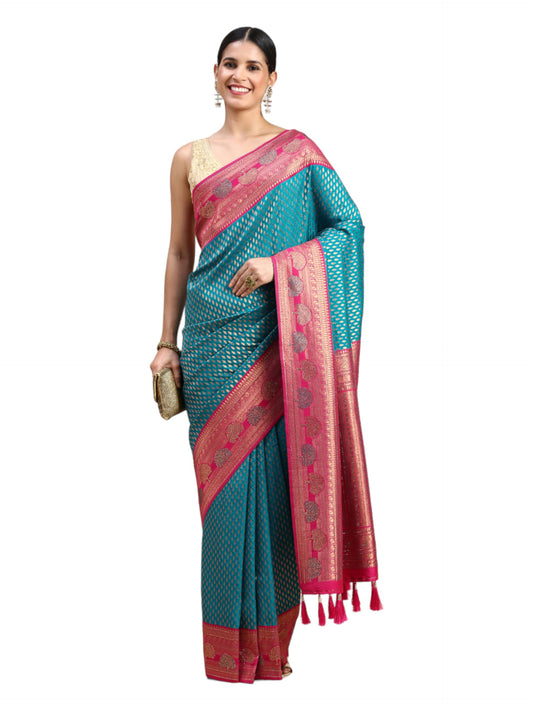 MOHEY Green Art Silk EMBROIDERY|Stone|Zari Weave Saree for Women