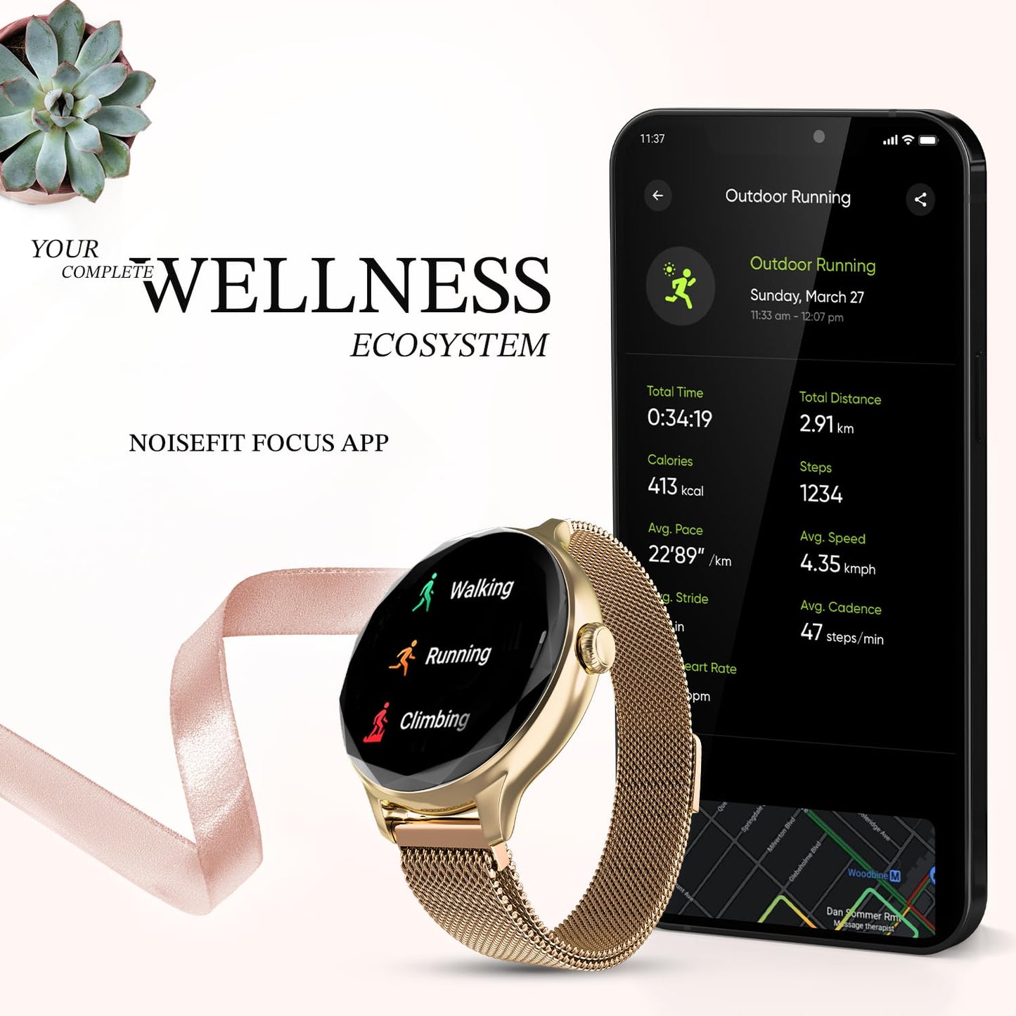 Noise NoiseFit Grace Smartwatch - Gold Link