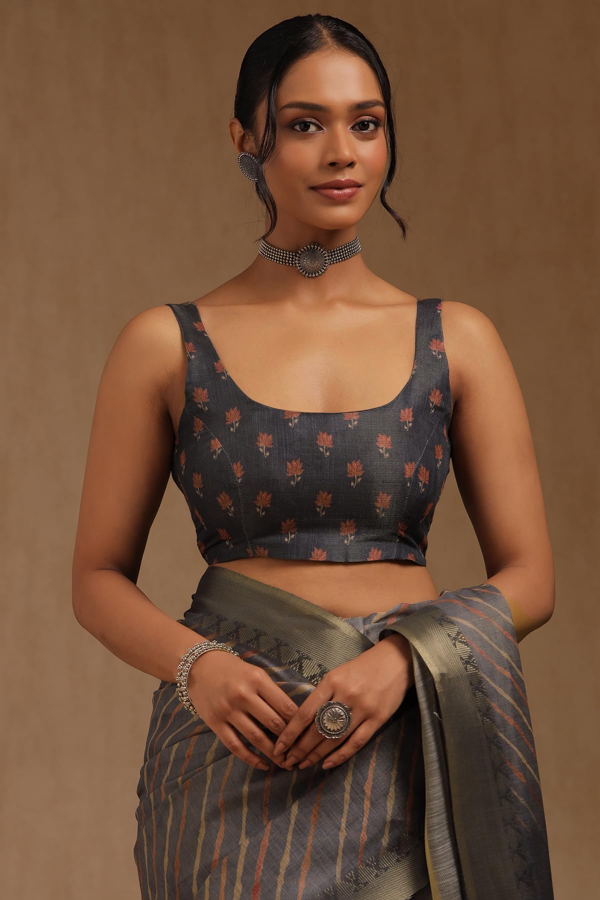 Soch Womens Linen Leheriya Print Saree