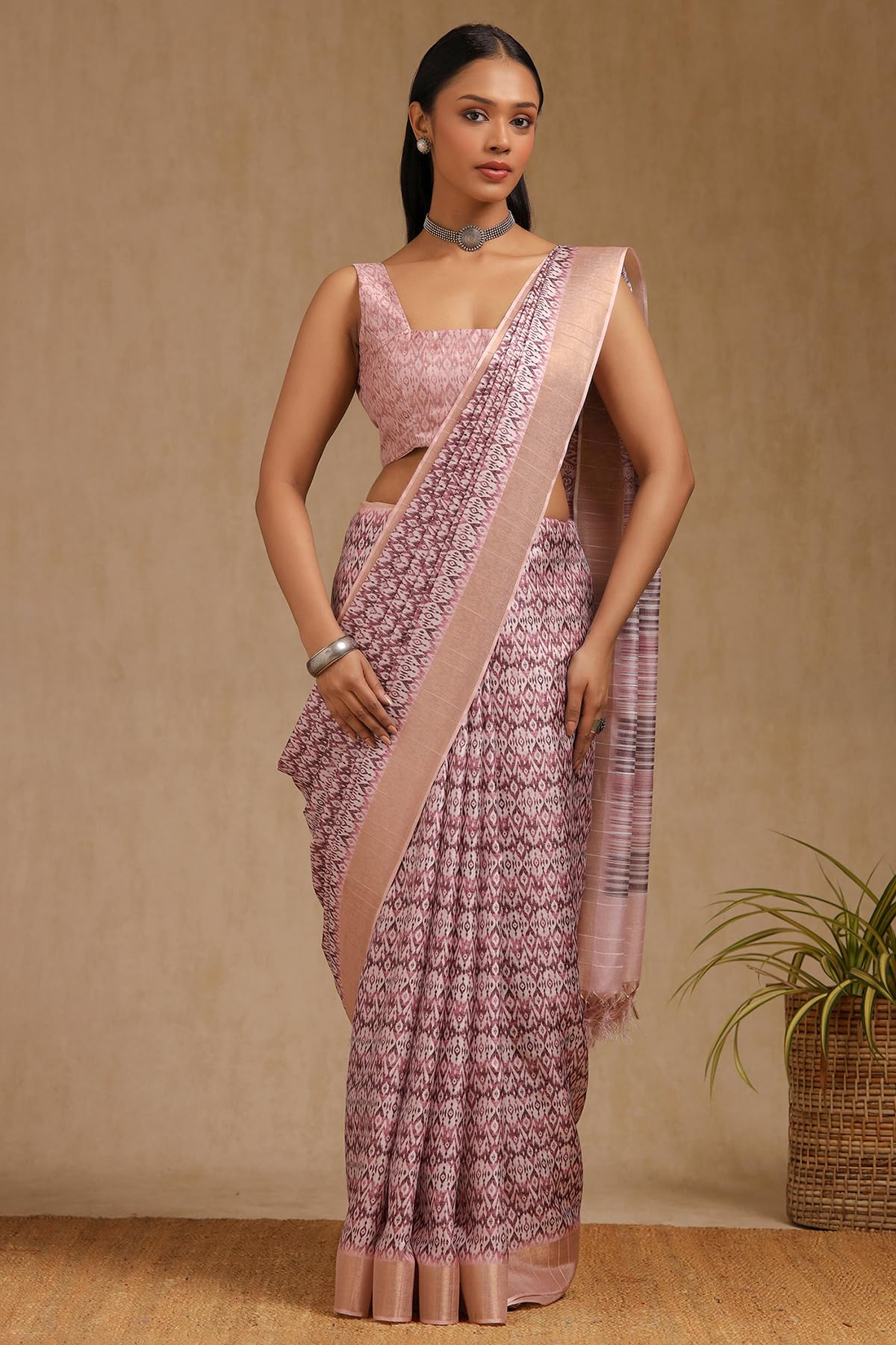 Soch Womens Purple Art Silk Ethnic Motif Saree