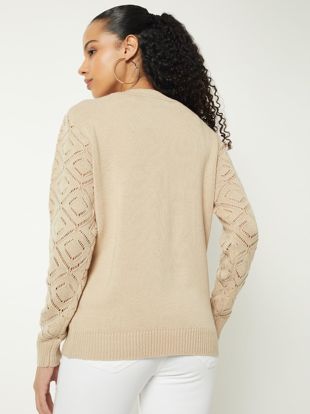 Max Women Knit Cardigan (Beige_XL)