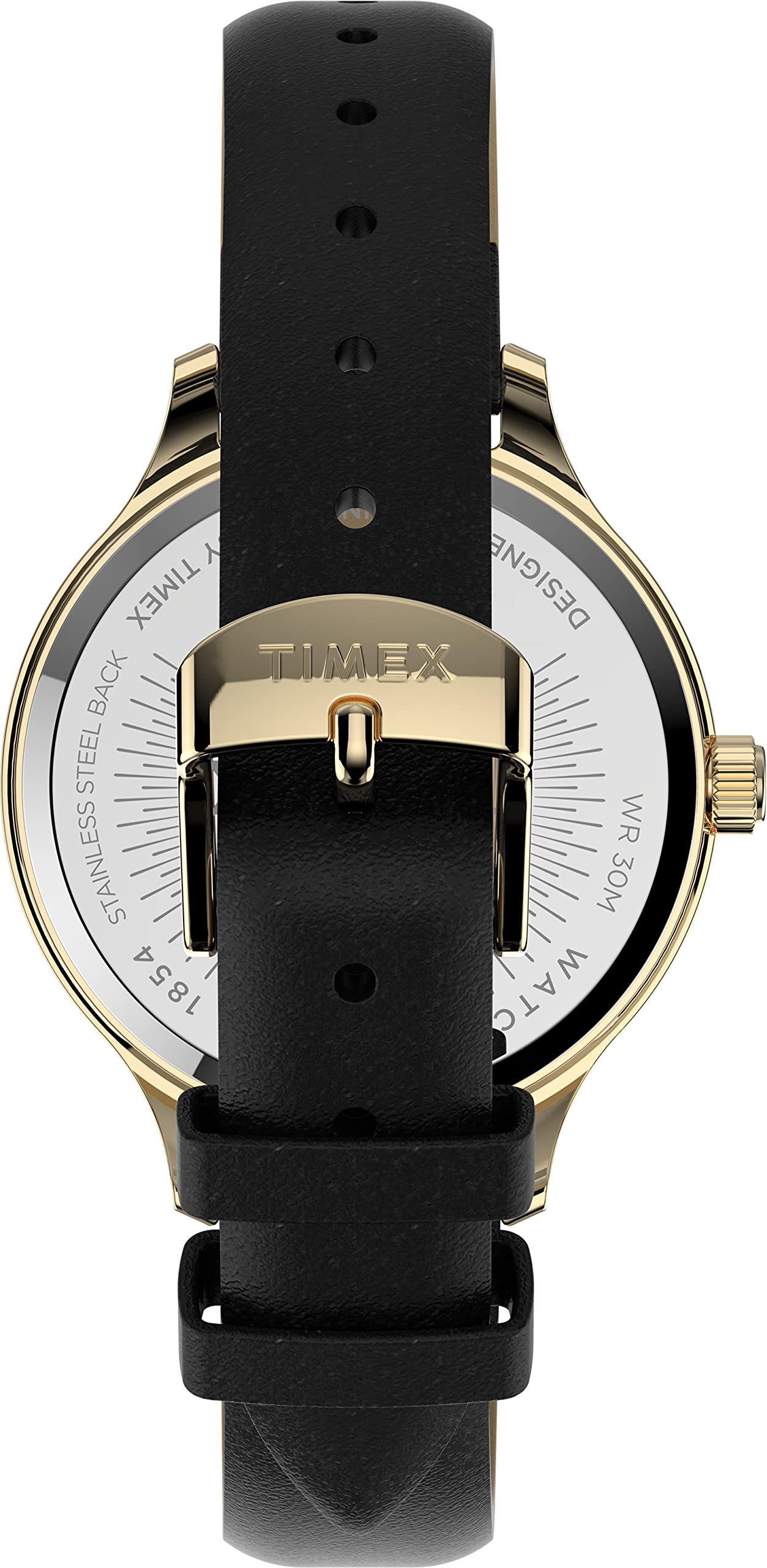 TIMEX Women Leather Analog Black Dial Watch-Tw2V06600, Band Color-Black