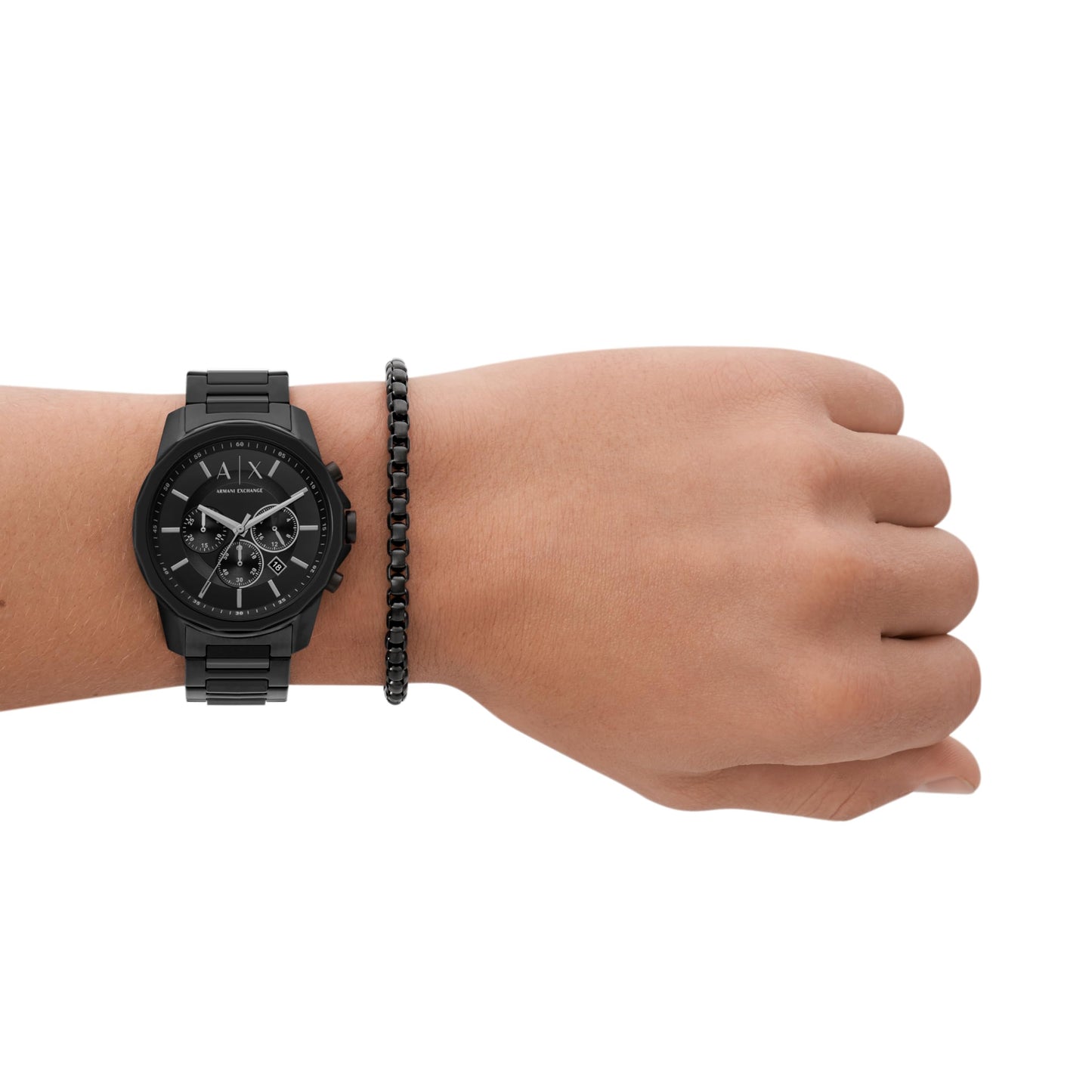 Armani Exchange Stainless Steel Analog Black Dial & Band Men's Watch-Ax7153Set