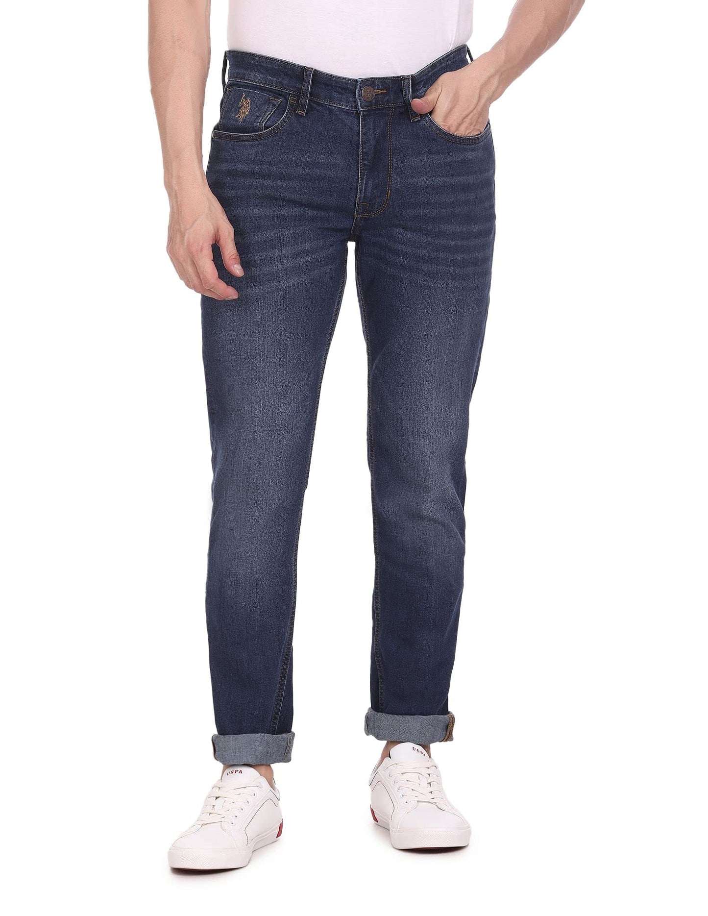 U.S. POLO ASSN. Men's Slim Mid Rise Jeans (UDJC0079_Blue_34)