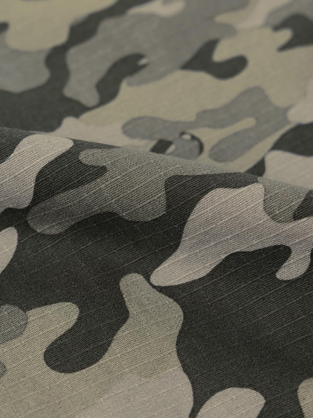 The Souled Store: Desert Olive Women and Girls Full Sleeves Spread Collar Camouflage Printed Cotton Oversized Fit Lightweight Utility Jacket