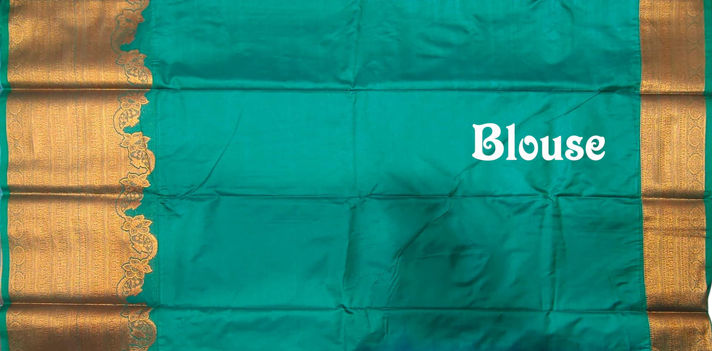 VFCollections Women's Kanchipuram Silk Pure Pattu Sarees With Blouse (VFC554-6)