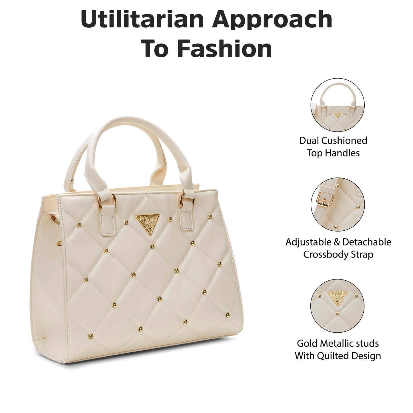 Lavie Signature Women's Stud Juno Satchel Handbag | Satchel Bag for Work | Ladies purse | Stylish Shoulder Bag | Gift For Women