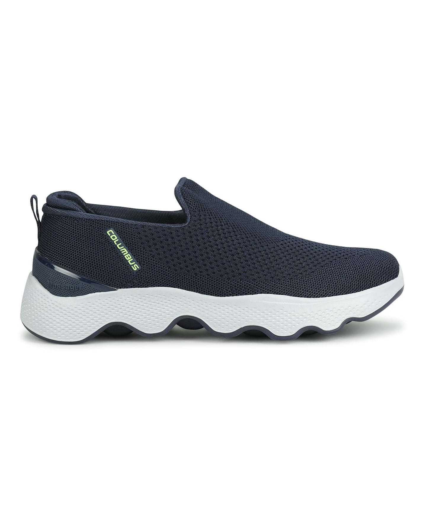 Columbus MASSAGER-01 Sports Shoes - Running Shoes|Walking Shoes| Training & Gym Shoe | Outdoors Shoe for Men (Navy & Fluorescent Green),UK-7
