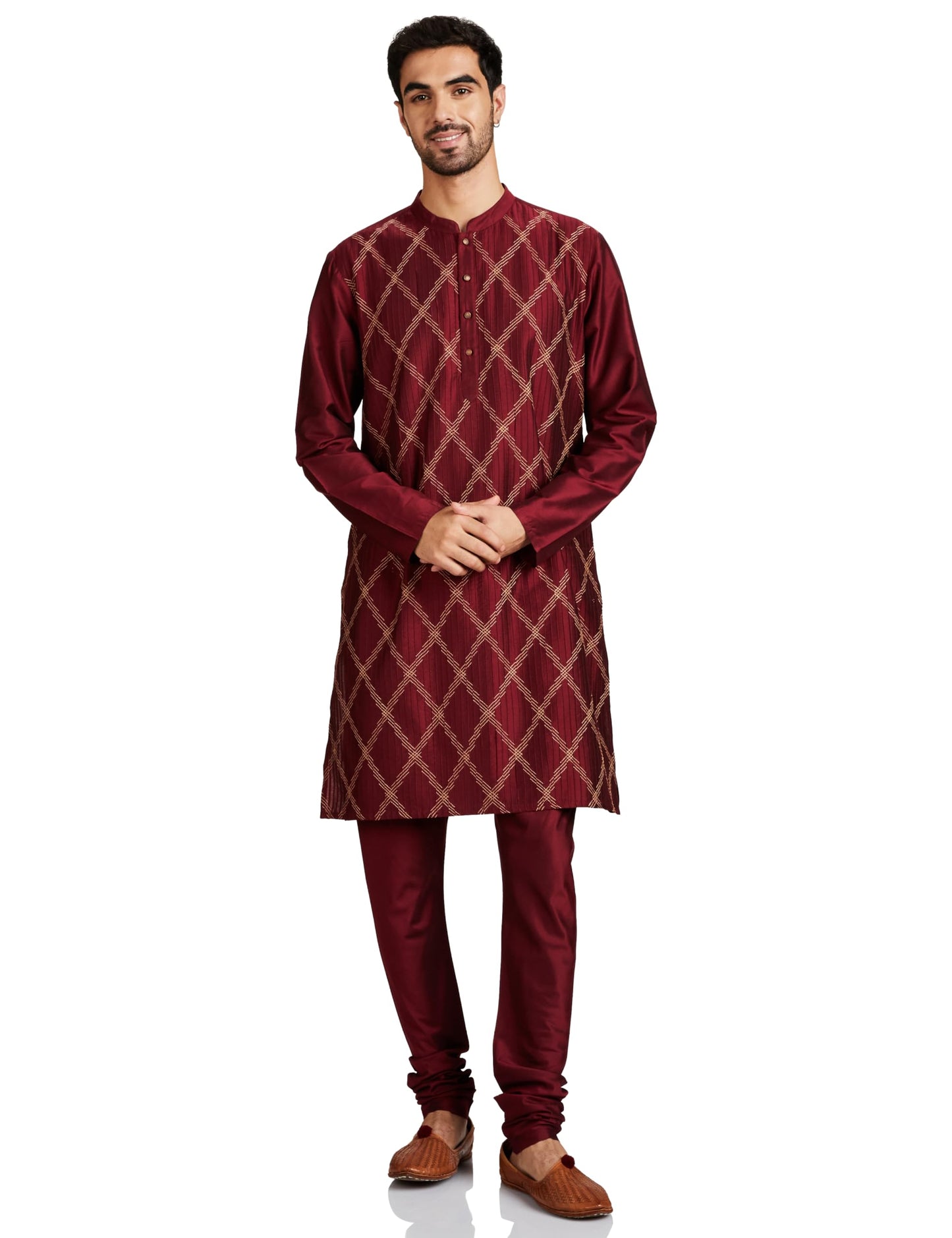 Amazon Brand - Symbol Men's 41" Kurta & Churidar Set_Sy-A23-Mna-Fktc-239_Maroon_Xl -