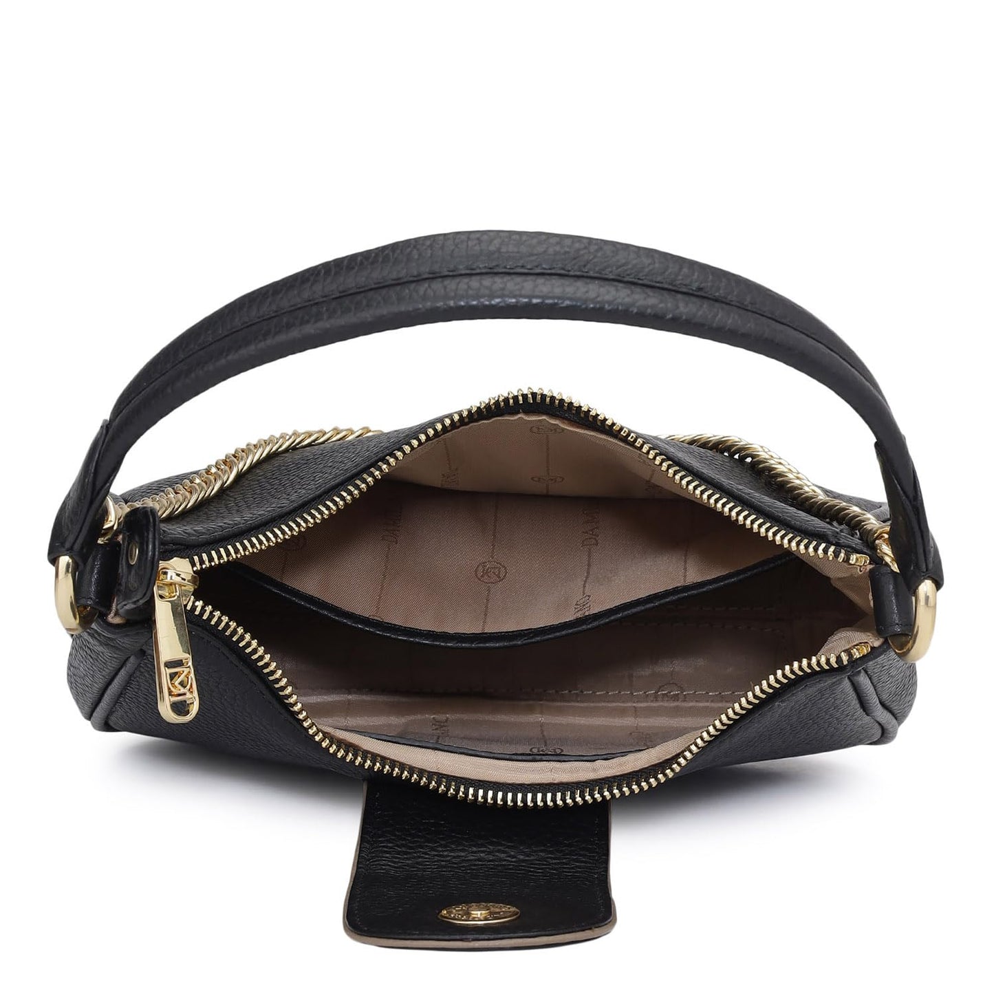 Da Milano Leather Sling Bag for Women - Black (01682OL)