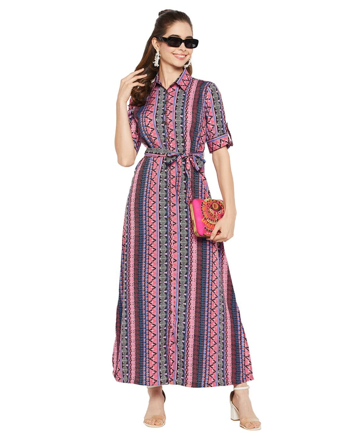 Uptownie Lite Women's Maxi Dress (Pink 3,Extra Large)