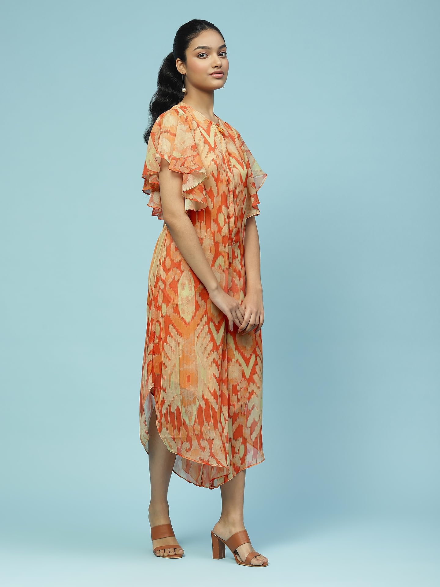Aarke Ritu Kumar Orange Printed Jumpsuit