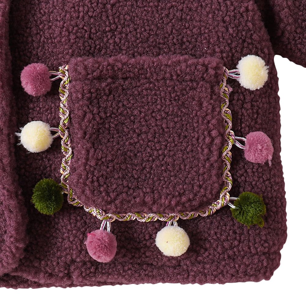 Hopscotch Girls Polyester Waist Length Jackets in Purple Color For Ages 5.5-6 Years