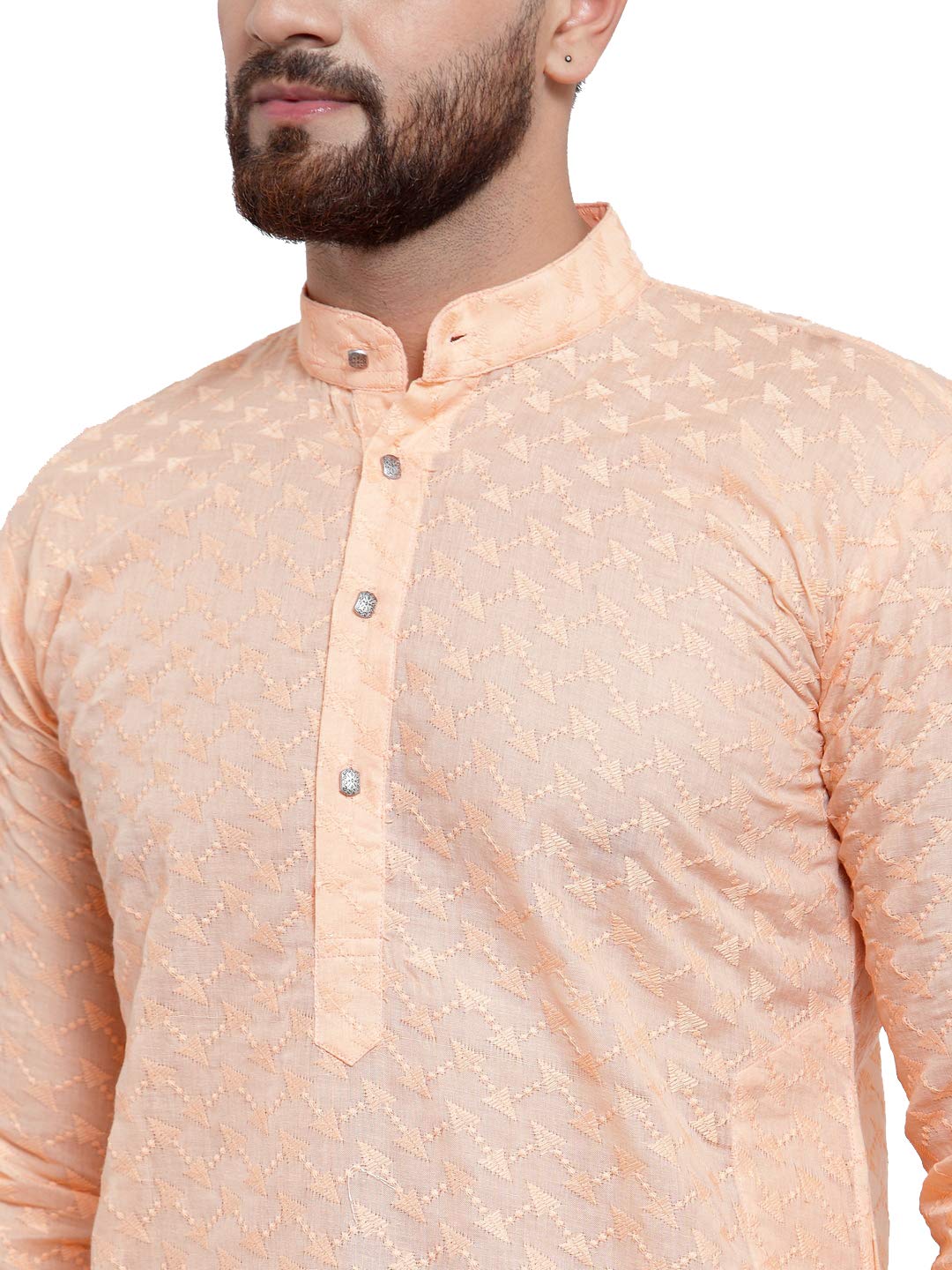 Jompers Men's Chicken Cotton Kurta Pyjama. (Orange, S)
