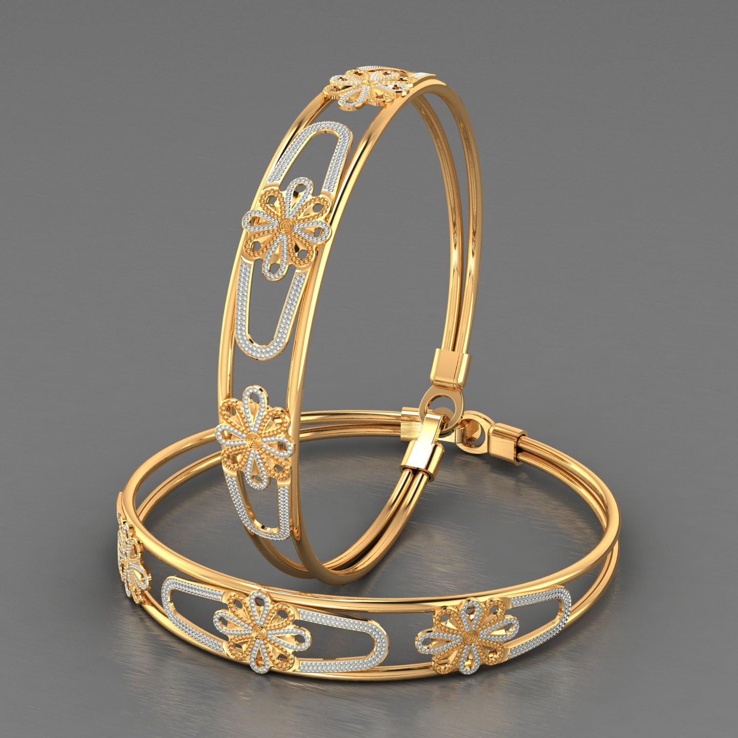 CYGNI BANGLES Womens Luxury Bracelets 18kt Yellow Gold Gold Plated CNC Bracelet for Women Traditional Design Froming Jewelry (LF-Yellow-05)