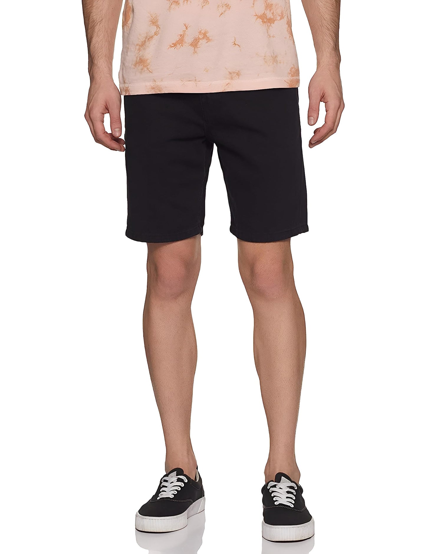 Ben Martin Men's Regular Fit Stretchable Black Denim Shorts Size 36